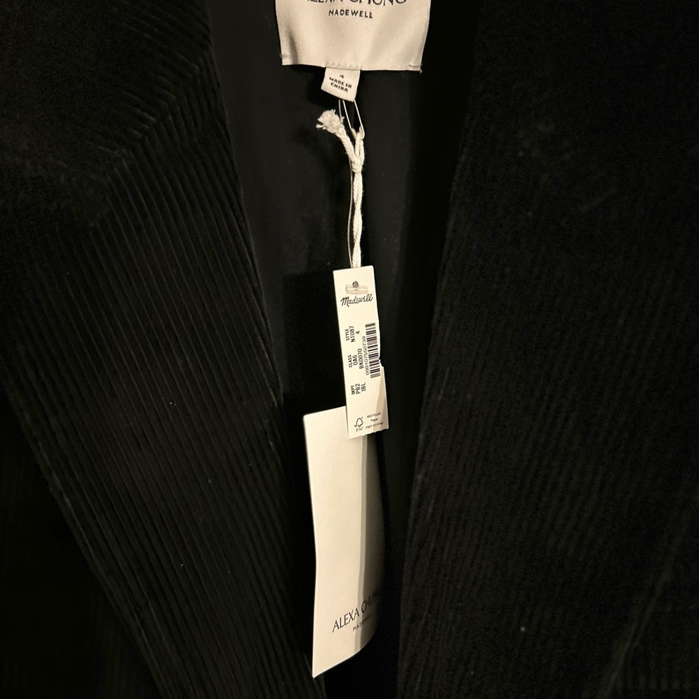 Alexa Chung x Madewell Black Double-Breasted Blazer in Corduroy Oversized Sz. 4 - Picture 6 of 8
